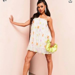 ASOS LUXE 3D embellished floral bubble mini dress in multi